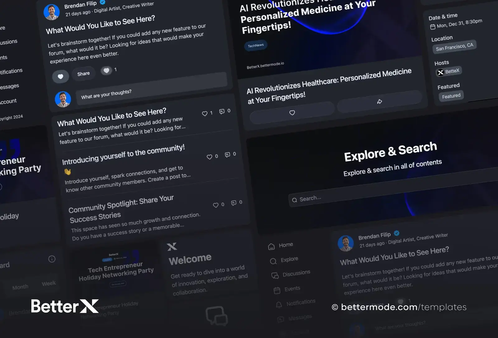 BetterX template: discussion feed
