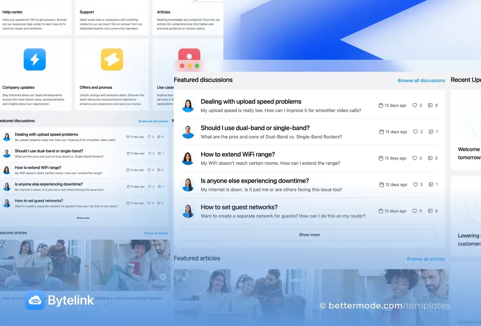 Bytelink template: featured discussions