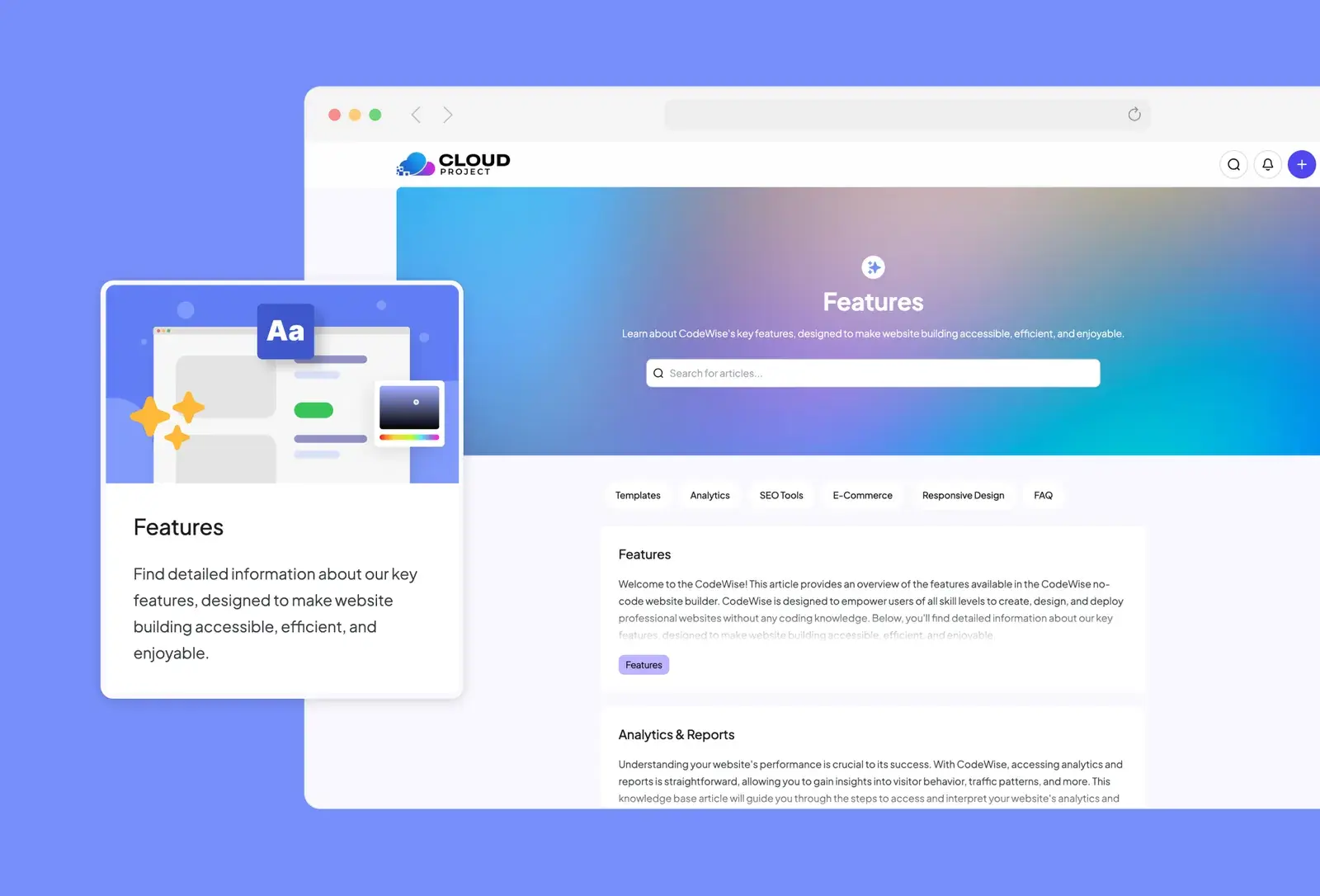 Cloud Project template: features