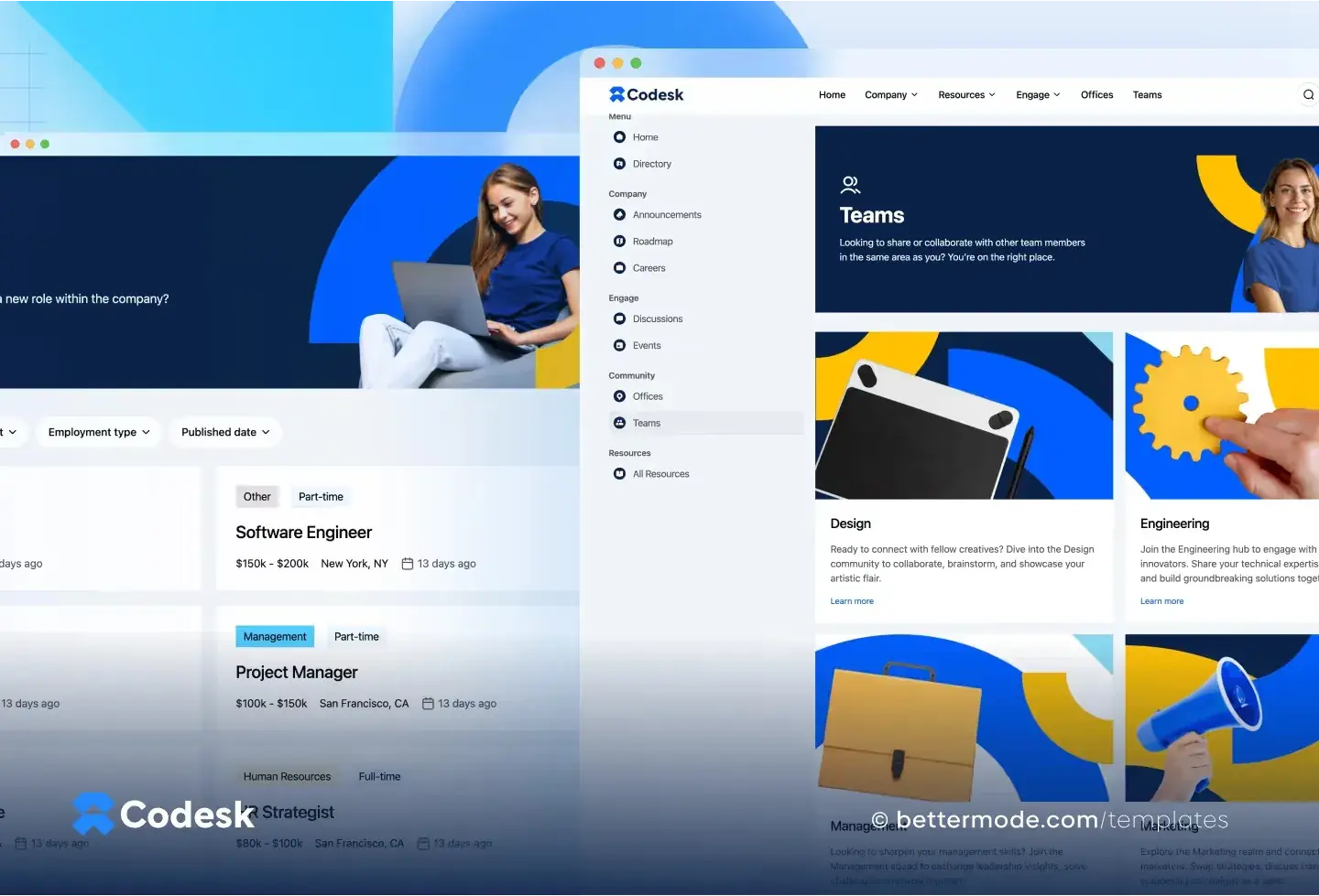 Codesk template: careers and teams