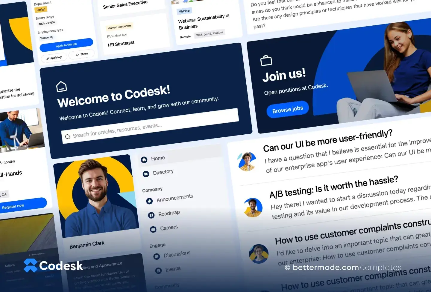 Codesk template: welcome page