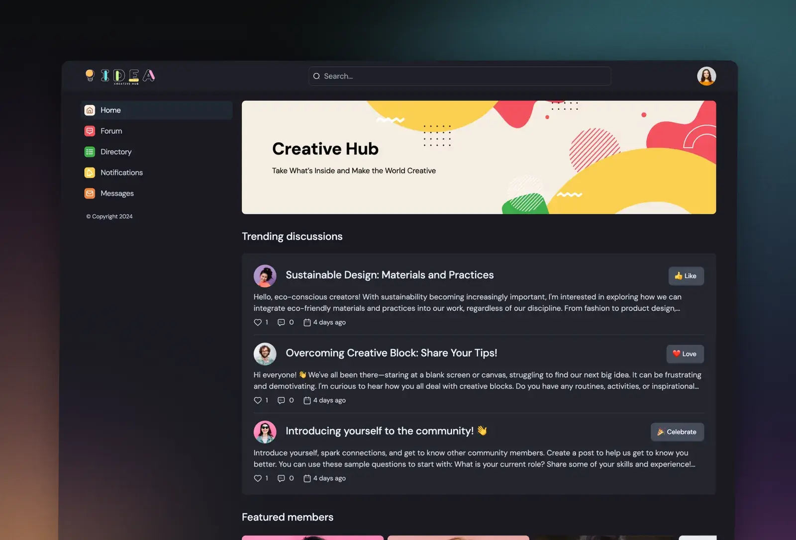 CreativeHub template: discussions