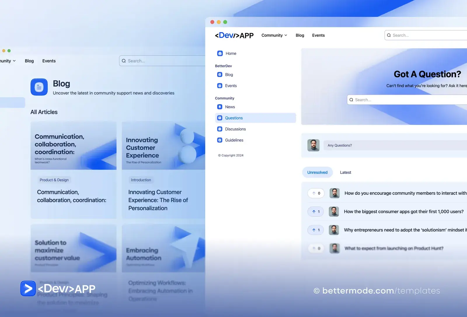 DevApp template: blog