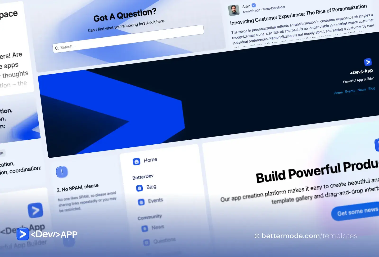 DevApp template: layouts