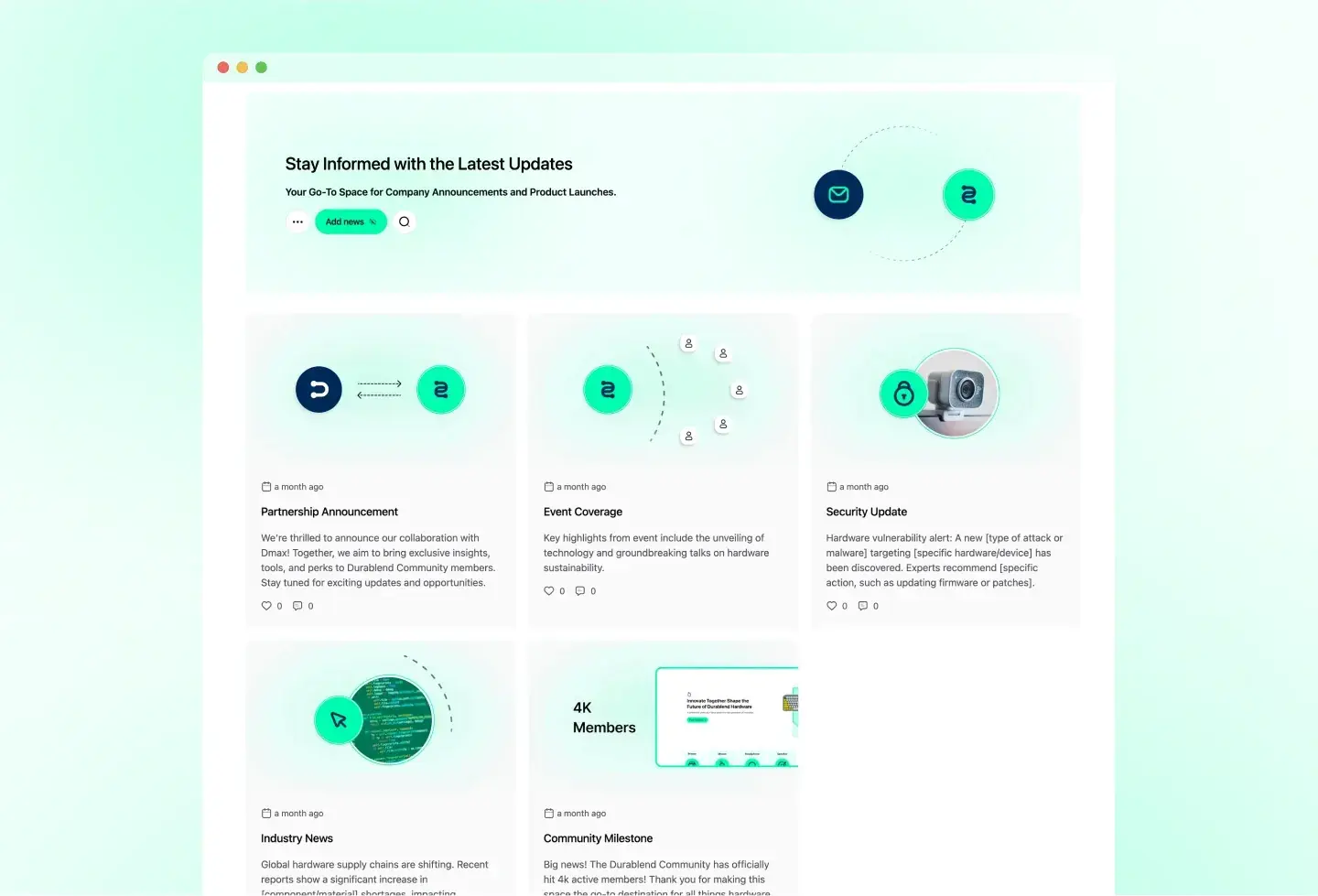 Durablend template: latest updates