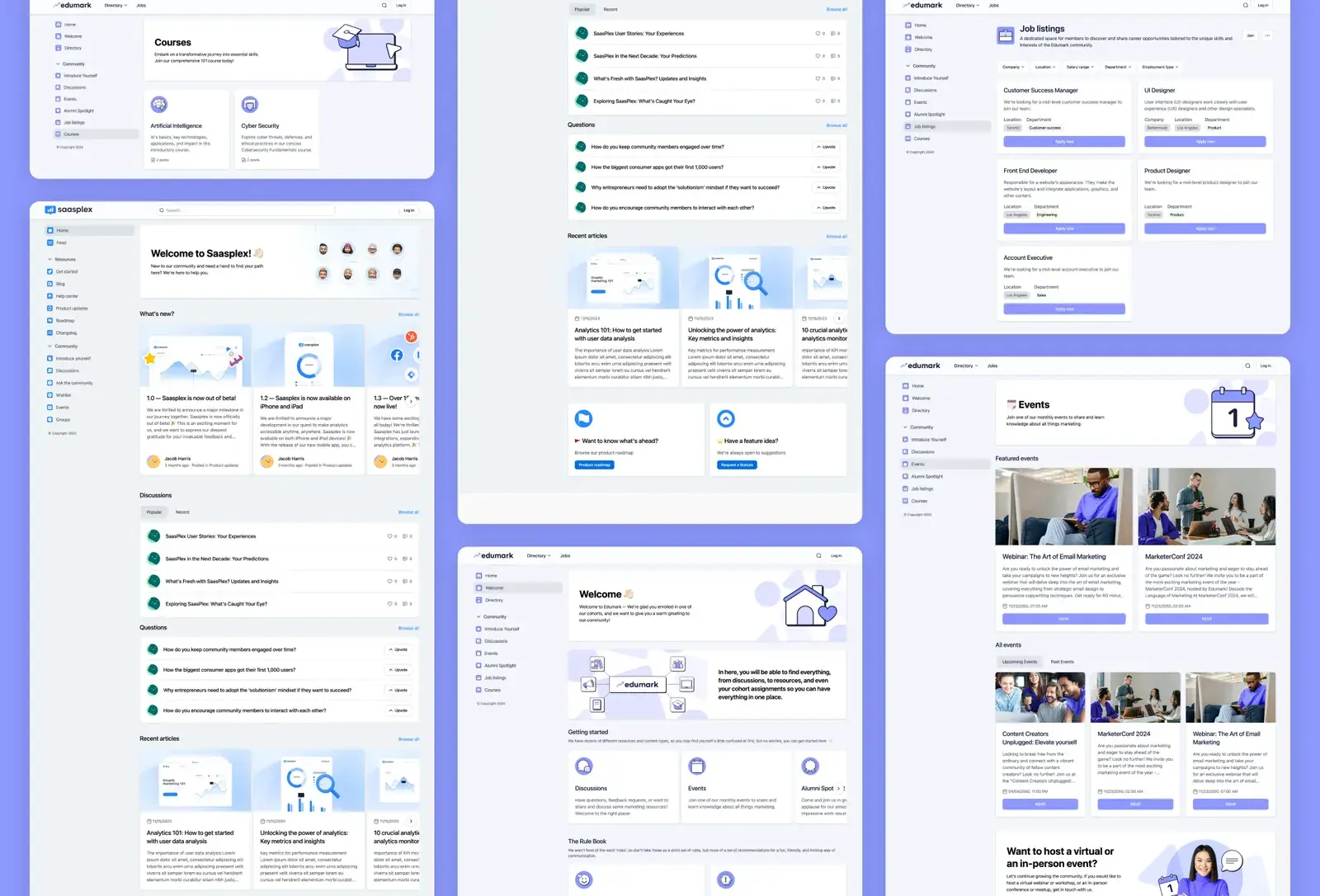 Edumark template: layouts