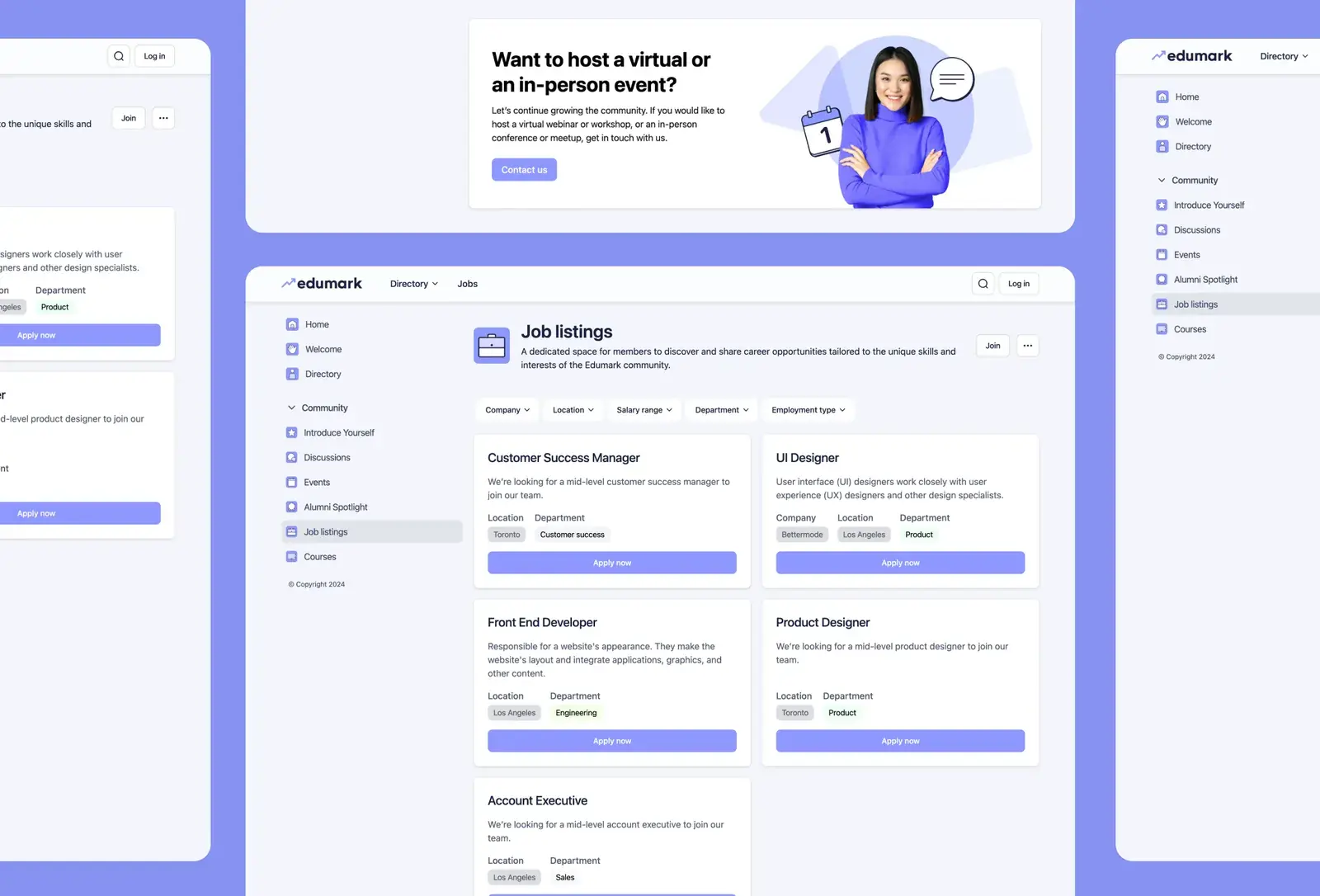 Edumark template: job listings