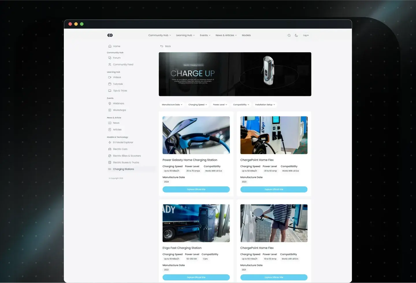 Eveco-hub template: charging stations