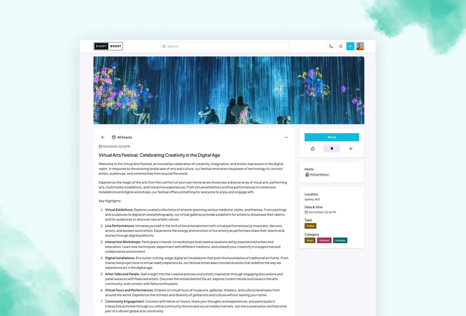 Event Quest template: event page