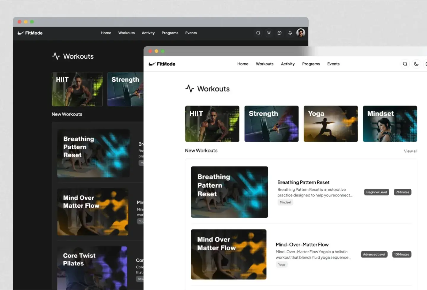 FitMode template: workouts