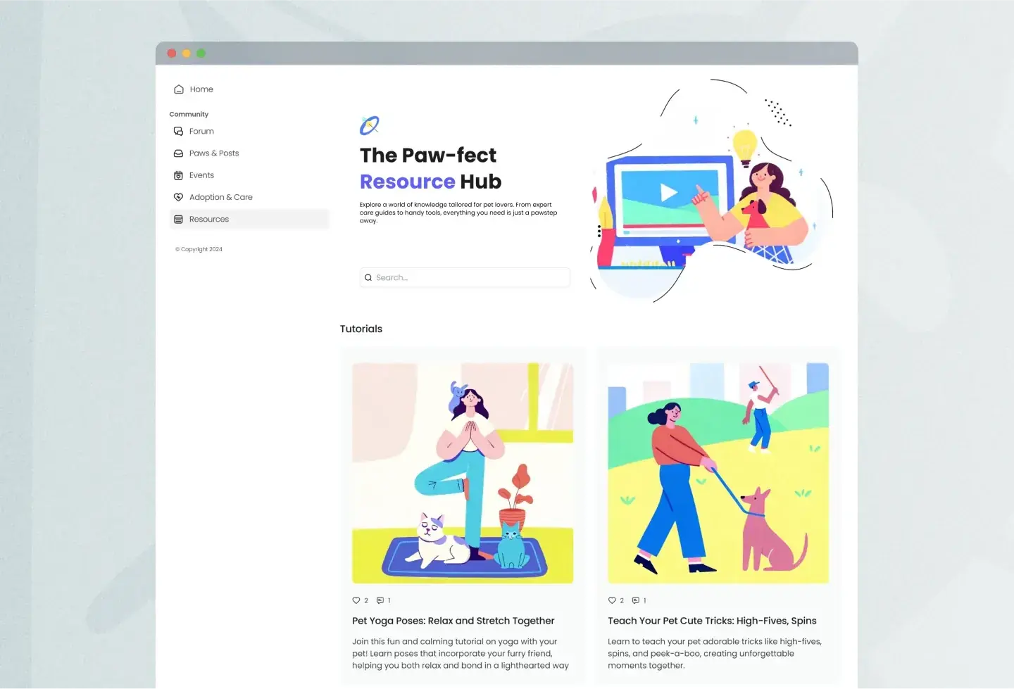 Petinity template: resource hub