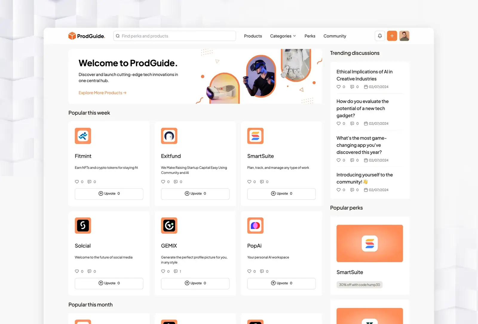 ProdGuide template: home page