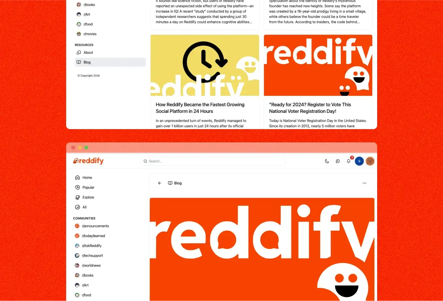 Reddify template: blog