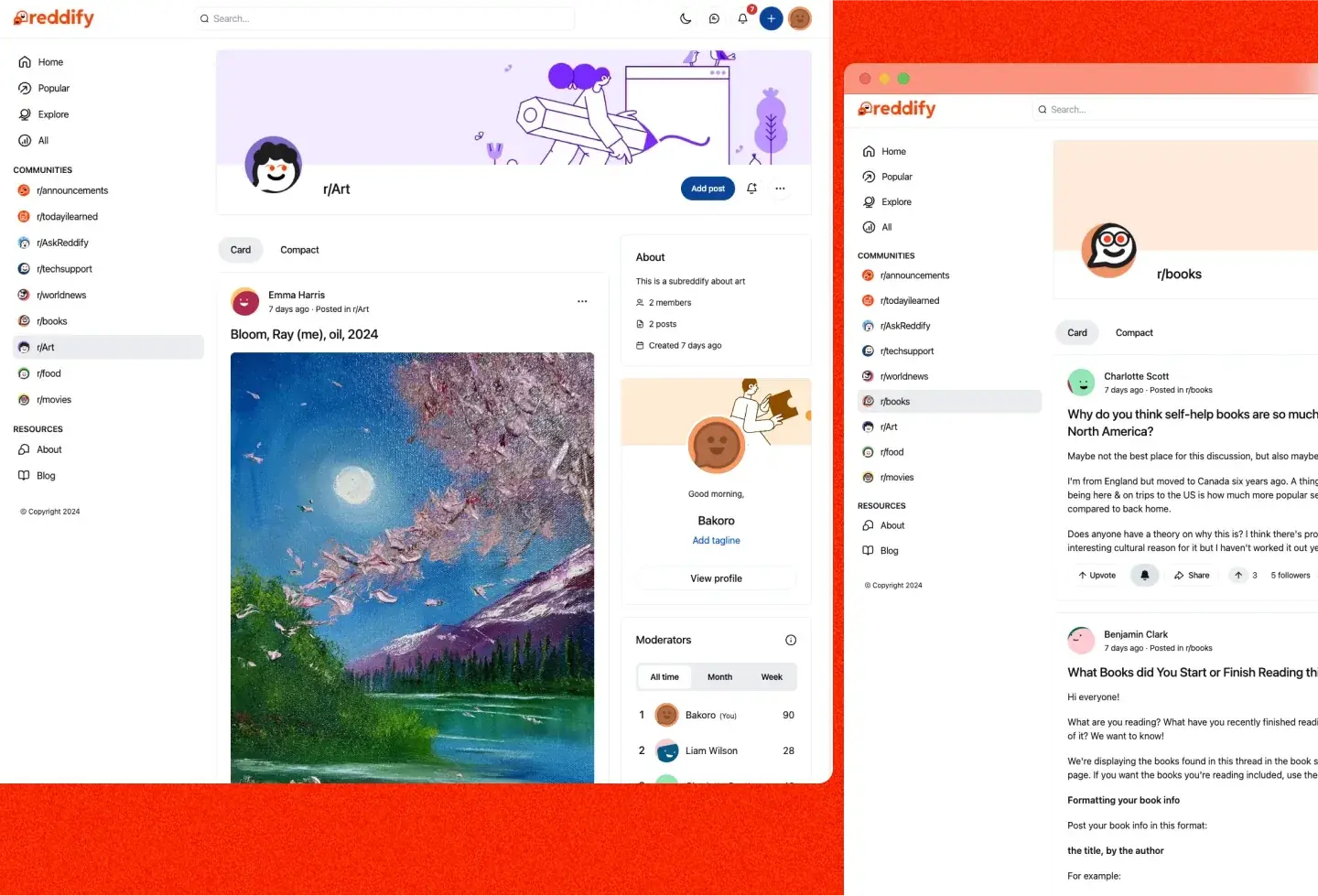 Reddify template: community page