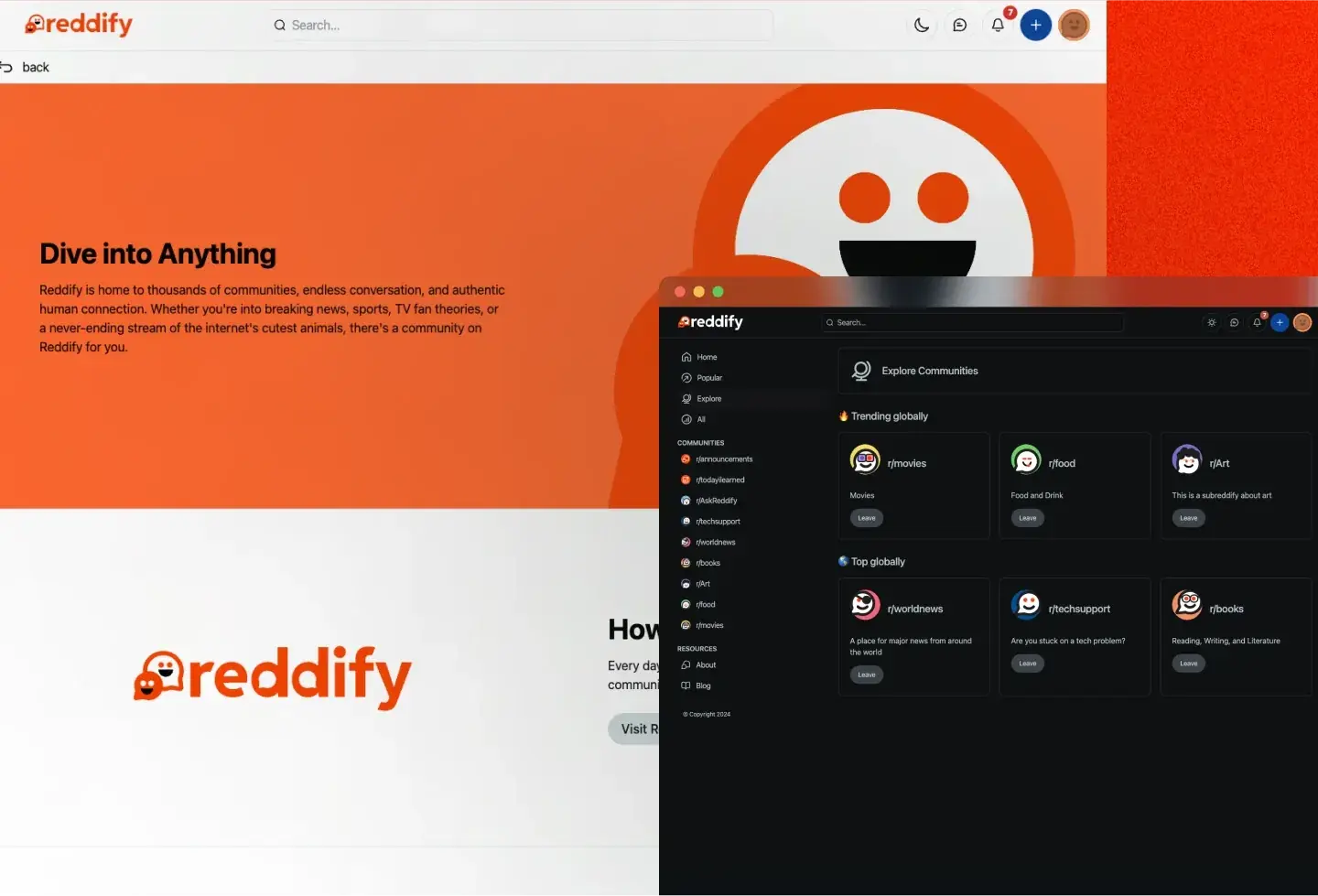 Reddify template: about page