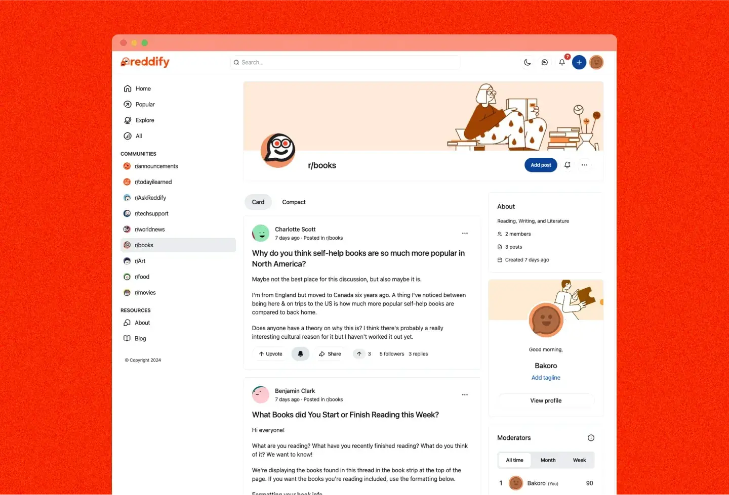 Reddify template: community feed
