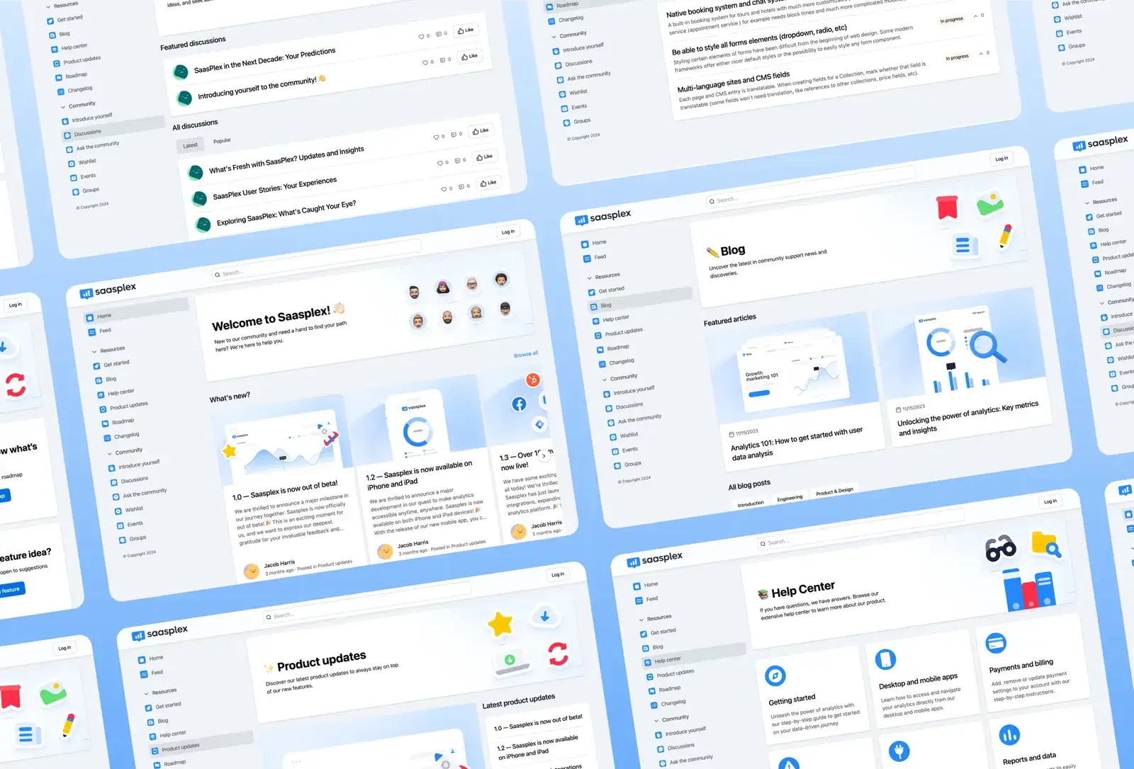 Saasplex template: page layouts