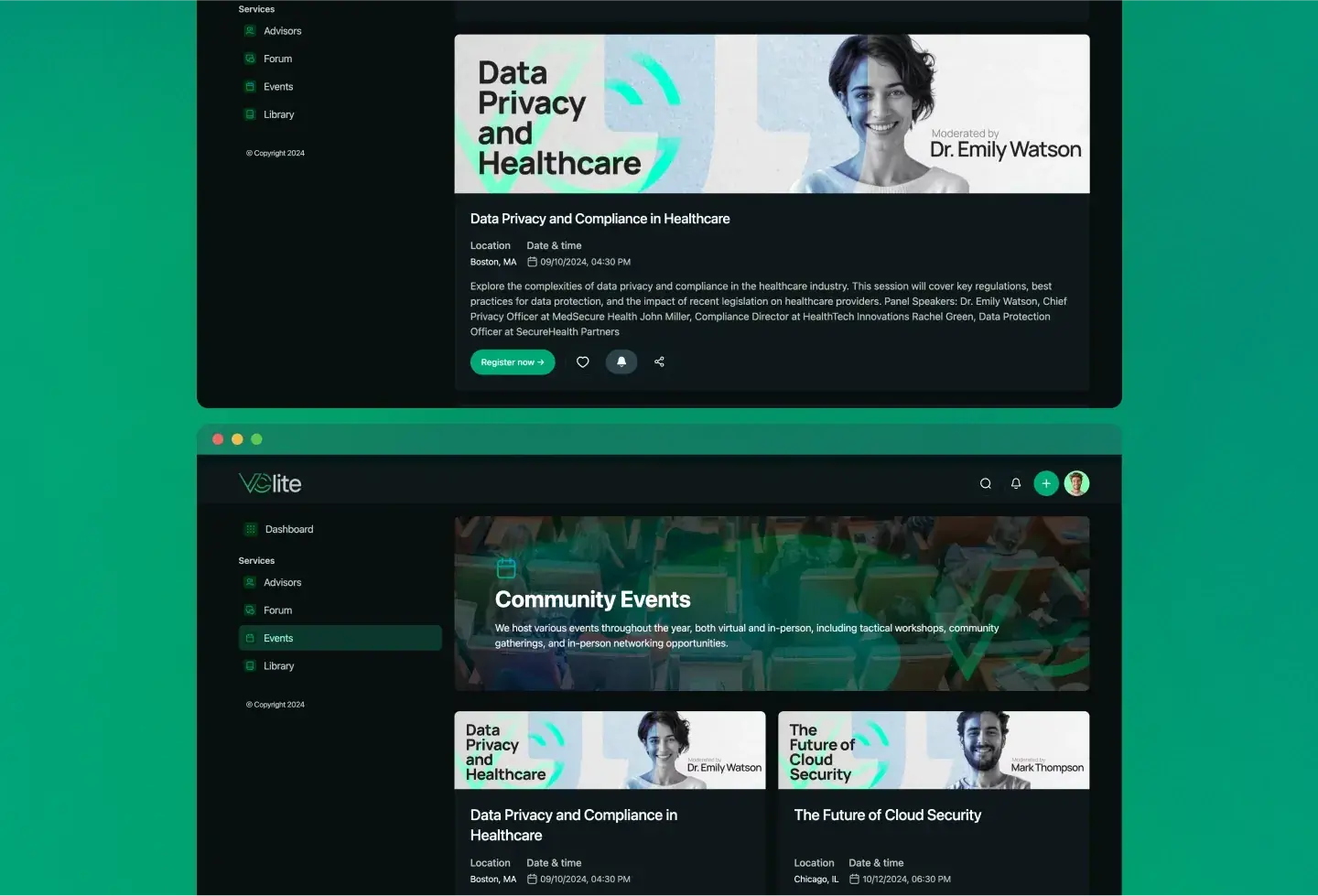 VClite template: community events