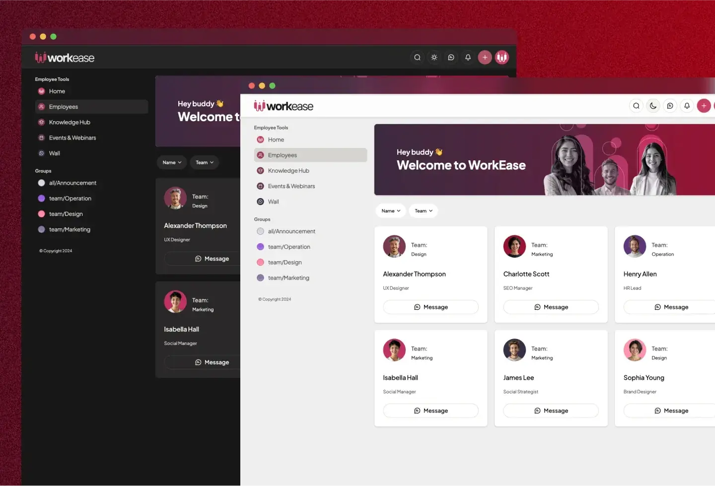 WorkEase template: employee directory