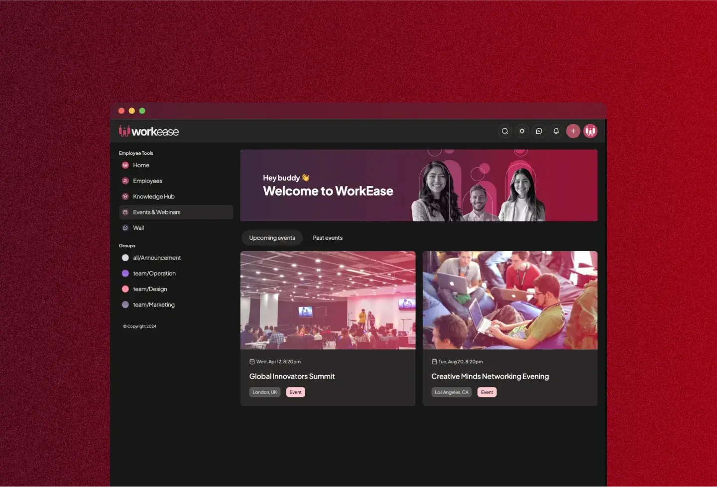 WorkEase template: events and webinars